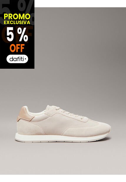 Tenis Beige De Perfil Bajo De Ante Calvin Klein