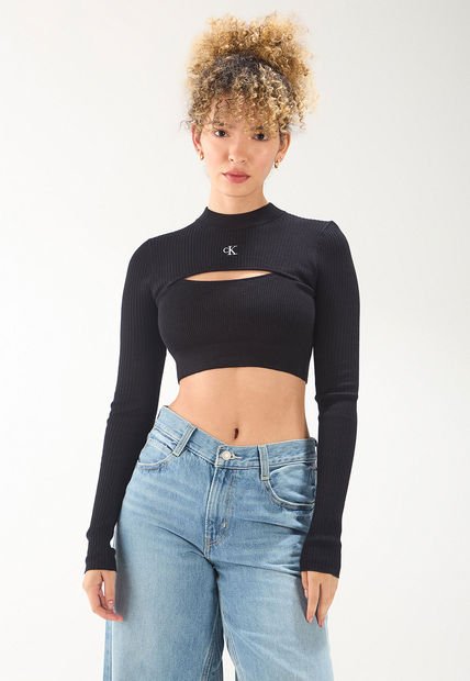 Crop Top Negro Calvin Klein