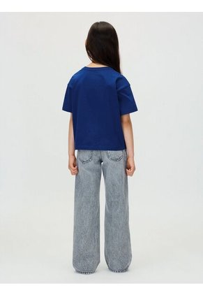 Camiseta Azul De Corte Boxy Con Logo De Monograma Estampado Calvin Klein