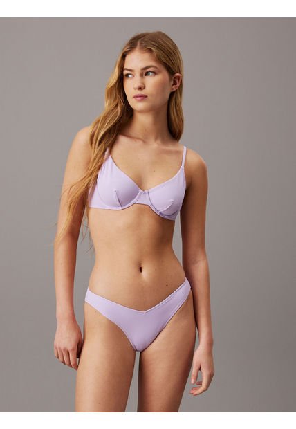 Parte Morado Superior De Bikini - CK Monogram Texture Calvin Klein