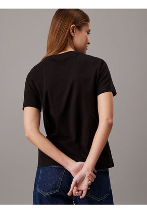 Camiseta Negra  Con Monograma Contorneado Calvin Klein