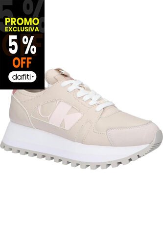Tenis Beige Runner De Plataforma Calvin Klein Calvin Klein