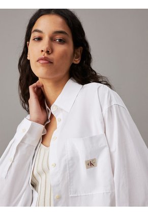 Camisa Blanca Holgada De Popelín De Algodón Calvin Klein