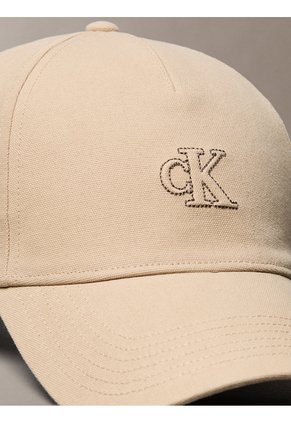 Gorra Beige De Lona Con Monograma Calvin Klein