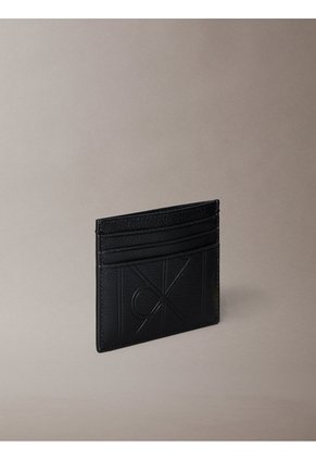 Tarjetero Negro Con Relieve Integral De Emblema Calvin Klein