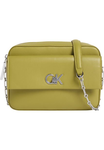 Bolso Verde Cruzado Con Logo Calvin Klein