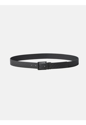 Cinturón Negro De Hebilla Cuadrada Con Estampado Calvin Klein