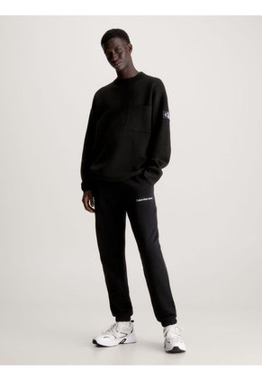Pantalón Negro De Chándal De Felpa De Algodón Calvin Klein