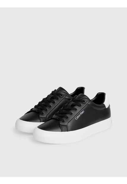 Tenis Negro Vulcanizado De Cuero Calvin Klein