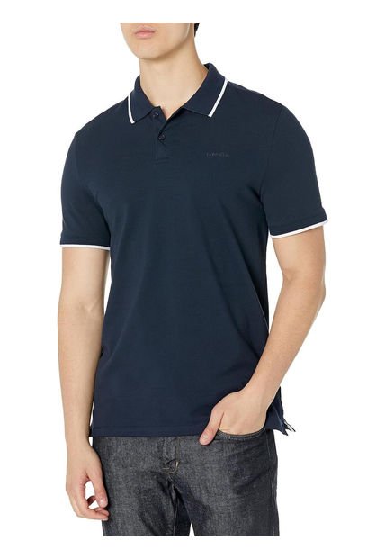 Polo Azul Piqué De Algodón Calvin Klein