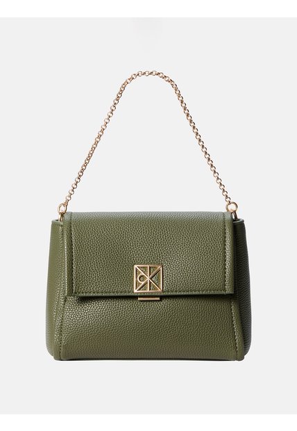 Bolso Verde Cruzado Con Emblema Calvin Klein