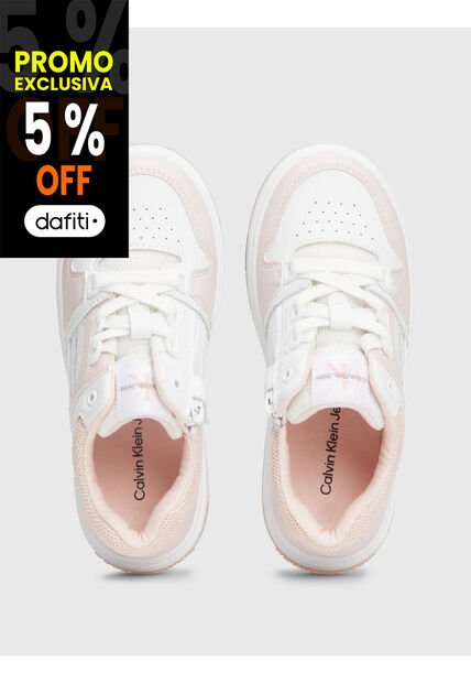 Tenis Blancos Para Niña Con Detalles Rosa Calvin Klein