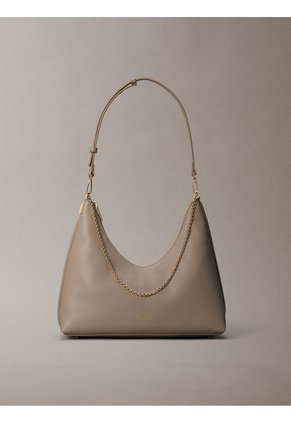 Bolso Beige Hobo Con Cadena Calvin Klein