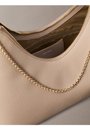 Bolso Beige Hobo Con Cadena Calvin Klein