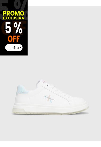 Tenis Blancos CK Jeans Con Detalle Celeste Calvin Klein