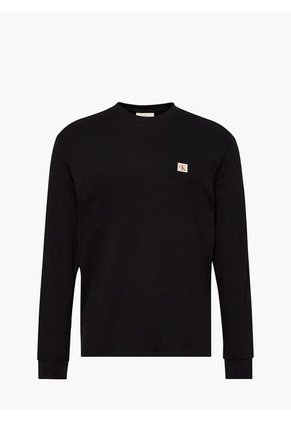 Camiseta Negra De Manga Larga Con Textura Ligera Calvin Klein