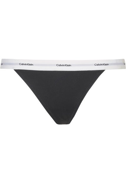 Tanga Negra - Cotton Stretch Rib Calvin Klein