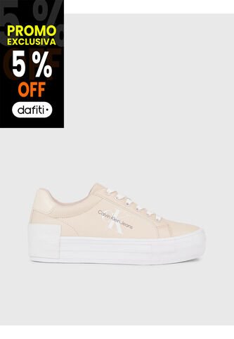 Tenis Rosado Con Plataforma Vulcanizado De Cuero Calvin Klein Calvin Klein