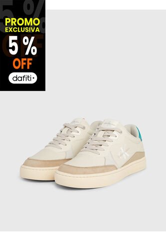 Tenis Beige De Cuero Con Logo Lateral Calvin Klein Calvin Klein