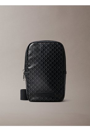 Bolso Negro Cruzado Cuadrado Con Estampado De Emblema Calvin Klein