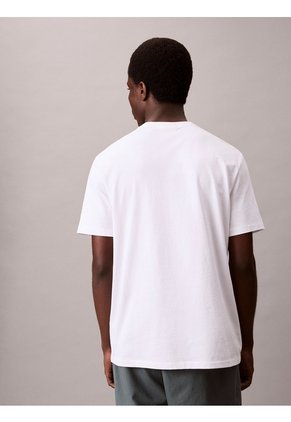 Camiseta Blanca Regular De Manga Corta Con Monograma Bordado Calvin Klein