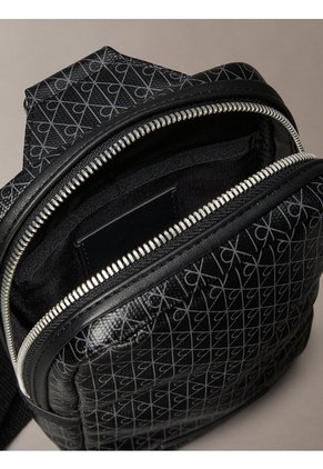 Bolso Negro Cruzado Cuadrado Con Estampado De Emblema Calvin Klein