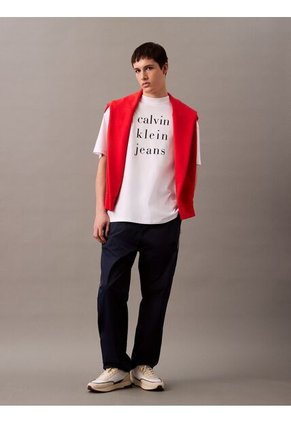 Camiseta Blanca Stacked Graphic Crewnec Calvin Klein