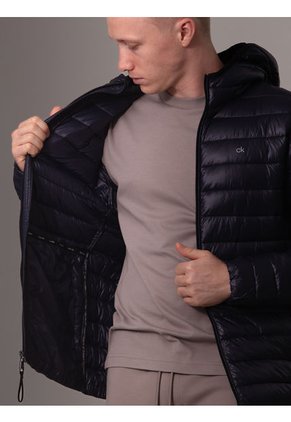 Chaqueta Azul Acolchada Con Capota Calvin Klein