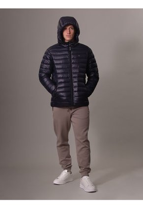 Chaqueta Azul Acolchada Con Capota Calvin Klein
