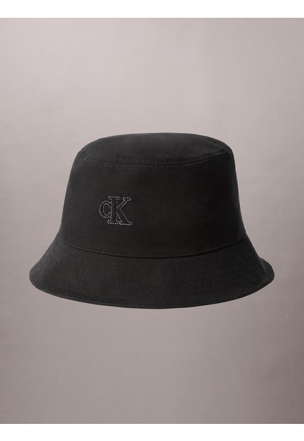 Gorro Negro Bucket Con Costura De Monograma Calvin Klein
