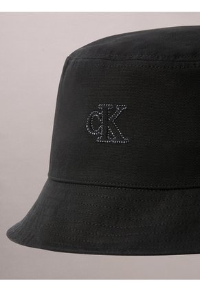 Gorro Negro Bucket Con Costura De Monograma Calvin Klein