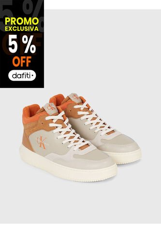 Tenis Beige De Corte Alto Cuero Para Hombre Calvin Klein Calvin Klein