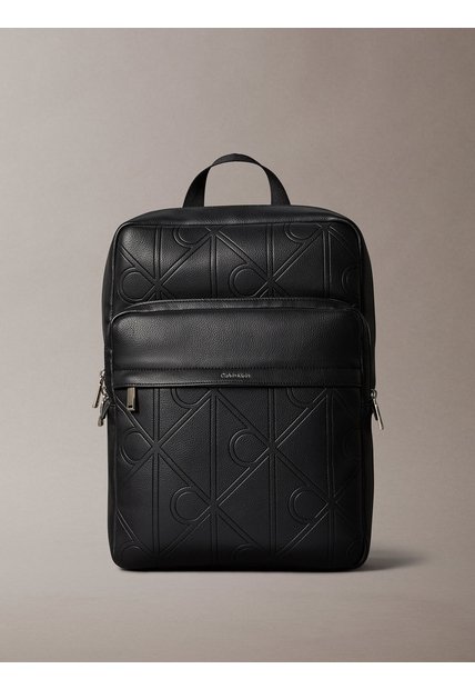 Morral Negro Con Estampado De Emblema En Relieve Calvin Klein