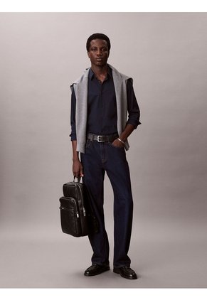 Morral Negro Con Estampado De Emblema En Relieve Calvin Klein