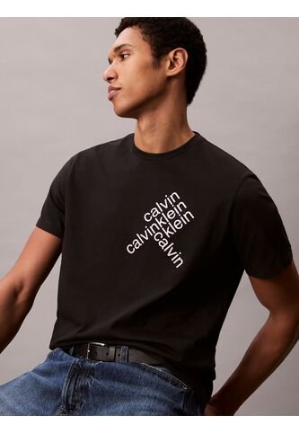 Camiseta Negra Con Logotipo Apilado Calvin Klein Calvin Klein