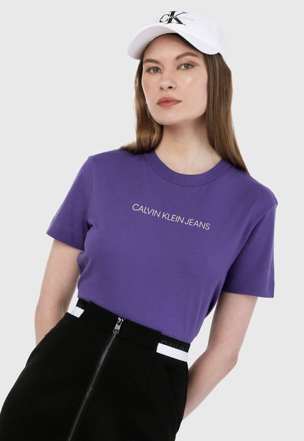 Camiseta Violeta-Blanco Calvin Klein