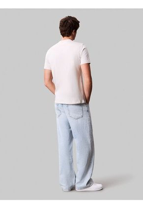 Camiseta Beige Con Box Logo Calvin Klein