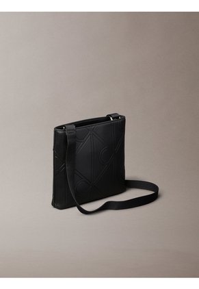 Bolso Negro Plano Slim Con Estampado De Emblema Calvin Klein