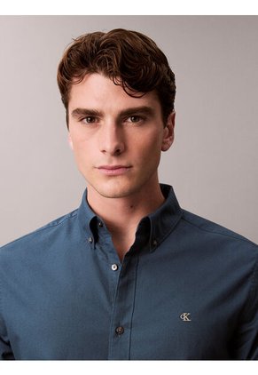Camisa Azul Clásica En Tejido Oxford Calvin Klein