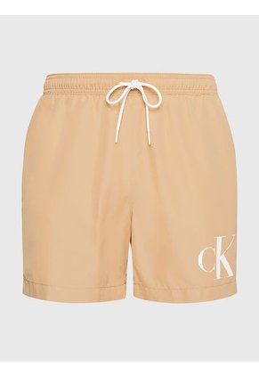 Bermuda Beige De Largo Medio Con Cordón - Ck Monogram Calvin Klein
