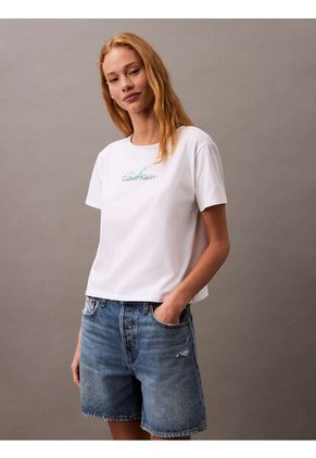 Camiseta Blanca Slim Con Logo Calvin Klein