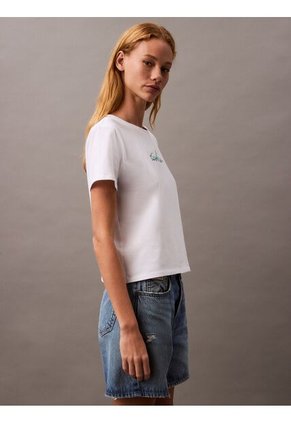 Camiseta Blanca Slim Con Logo Calvin Klein