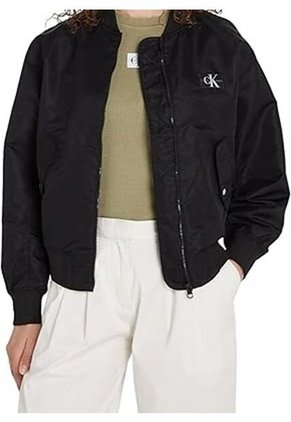 Chaqueta Negra Bomber Holgada De Satén Calvin Klein