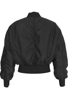 Chaqueta Negra Bomber Holgada De Satén Calvin Klein