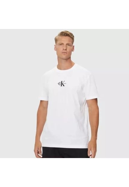 Camiseta Blanca Con Monograma Calvin Klein