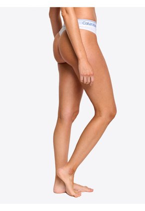 Pantie Tipo Tanga Blanca Con Logo En Algodón Calvin Klein