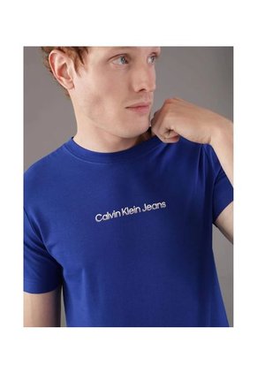 Camiseta Azul Con Logo Institutional Bicolor Calvin Klein