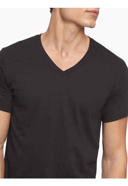 Pack De 3 Camisetas Negras De Cuello En V Para Hombre Calvin Klein