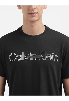 Camiseta Negra Con Doble Logo Calvin Klein