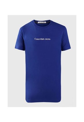 Camiseta Azul Con Logo Institutional Bicolor Calvin Klein